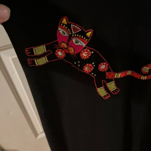 Vintage Casey Coleman Woman's Black Cat Embroider Boho Maxi Dress Sz Lr - Picture 4 of 9